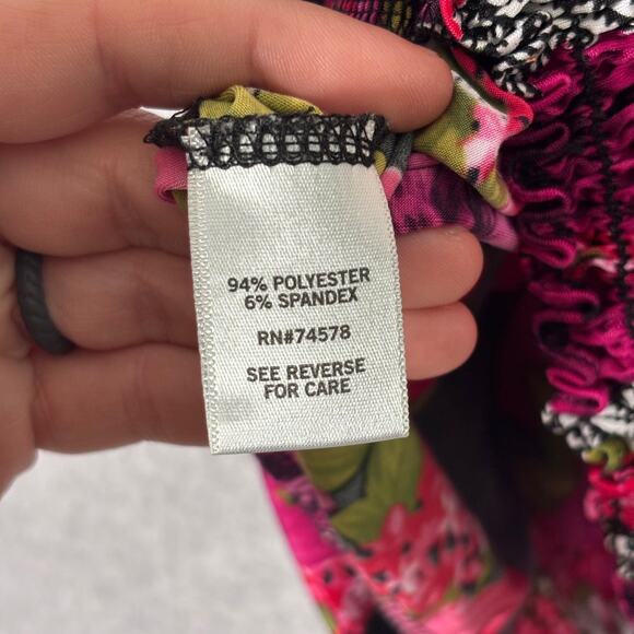 Vintage 90s Cache Tank Top Medium Floral Chain Neck Maximalist Abstract Loud Y2K - Picture 10 of 12